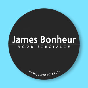 Simple Modern White Text on Black Classic Round Sticker