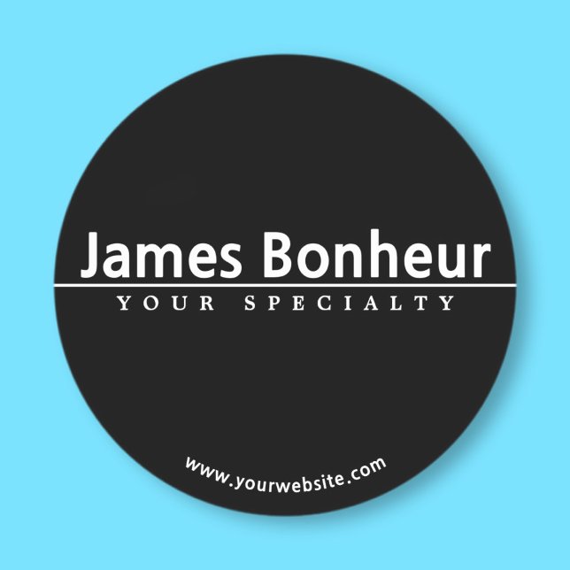 Simple Modern White Text on Black Classic Round Sticker (Creator Uploaded)
