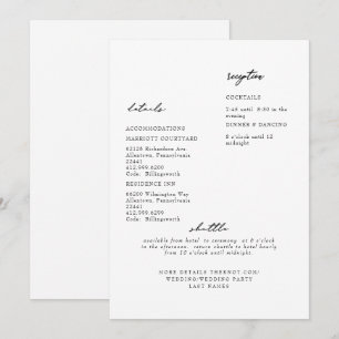 Simple Modern White Wedding Detail Invitation