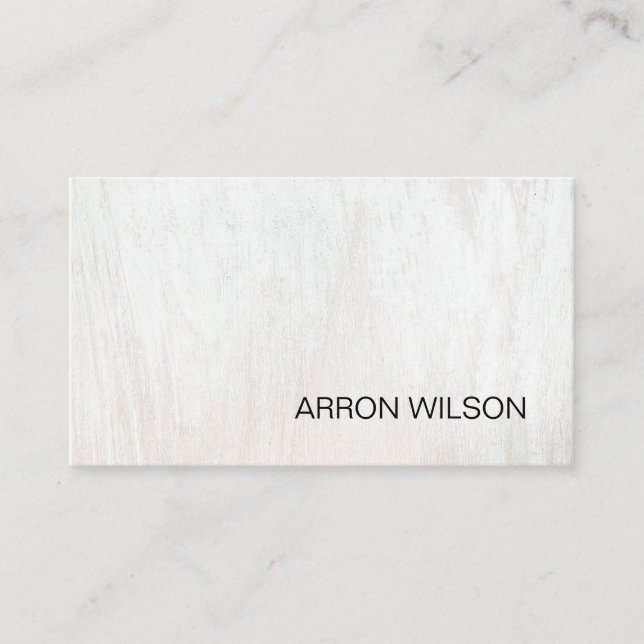 Simple Modern White Wood Professional  Business Card (Front)