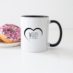 Simple Modern Wifey Established Date Wedding Gift Mug