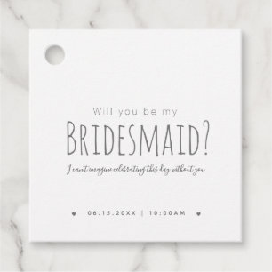Simple Modern Will You Be My Bridesmaid Proposal Favour Tags