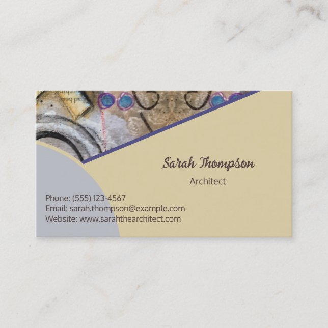 Simple Modern with Abstract Accents QR Code Business Card (Front)