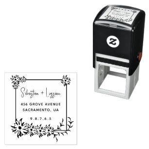 Simple Modern Wreath Married Couple Self-inking Stamp