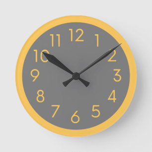 Simple Modern Yellow And Gray Kitchen Round Clock