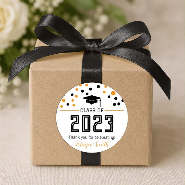 Simple Modern Yellow Black Graduation Gift Sticker (Creator Uploaded)