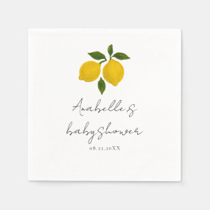 Simple Modern Yellow Lemon Bicycle Baby Shower Napkin