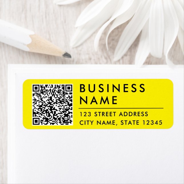 Simple Modern Yellow Website QR Code Return Adress (Insitu)