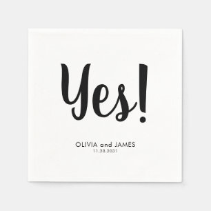 Simple Modern YES Engaged Script Engagement Party Napkin