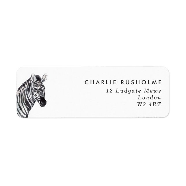 Simple Modern Zebra Personalised Return Address (Front)