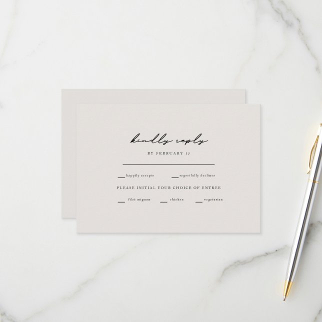 Simple Moments Beige Dinner Options RSVP Card (Front/Back In Situ)