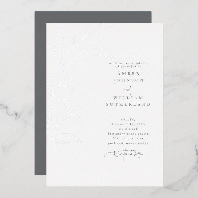 Simple Moments Parents HandDrawn Stem Foil Wedding (Front/Back)