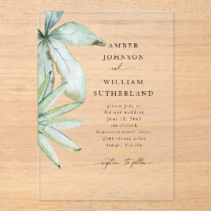 Simple Moments Tropical Wedding Clear Acrylic Invitations
