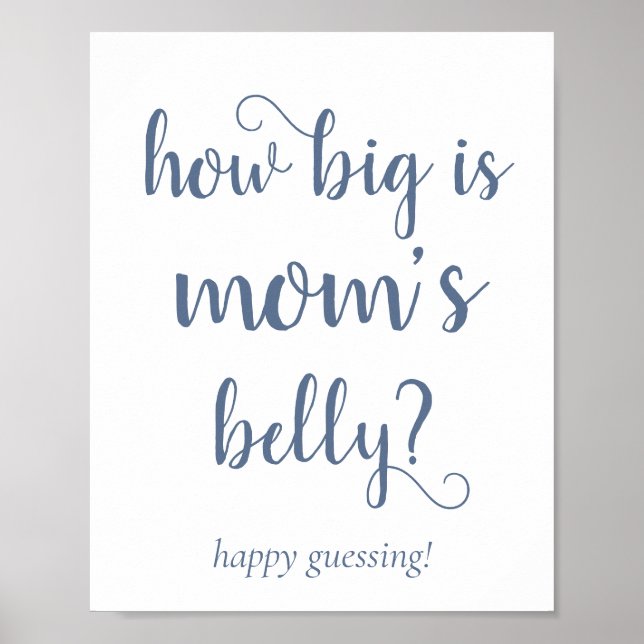 Simple Mommys Belly | Dusty Blue Guessing Game Poster (Front)