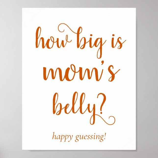 Simple Mommys Belly | Fall Orange Guessing Game Poster (Front)