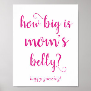 Simple Mommys Belly Hot Pink Guessing Game Poster