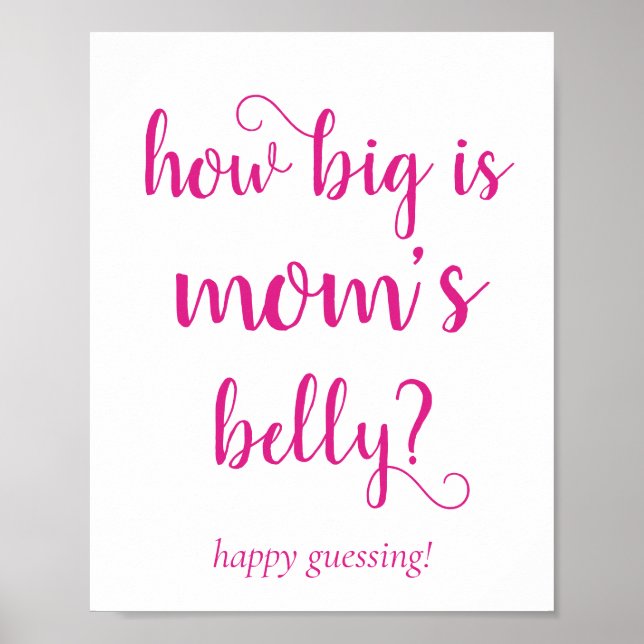 Simple Mommys Belly | Hot Pink Guessing Game Poster (Front)
