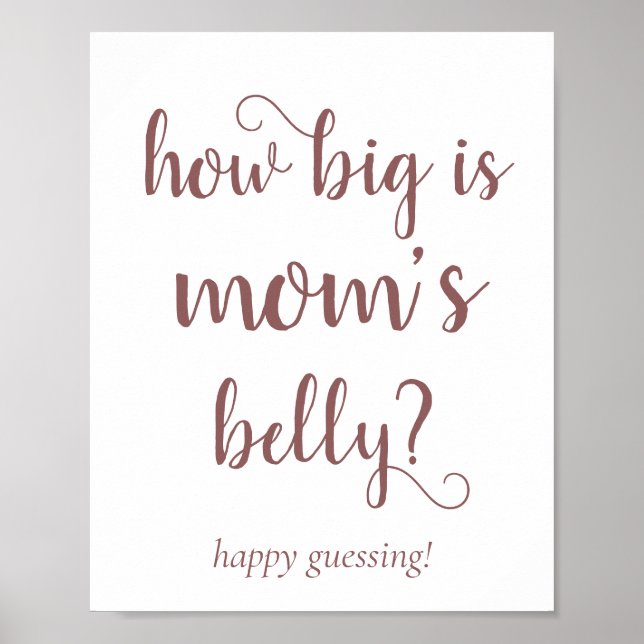 Simple Mommys Belly | Mauve Pink Guessing Game Poster (Front)
