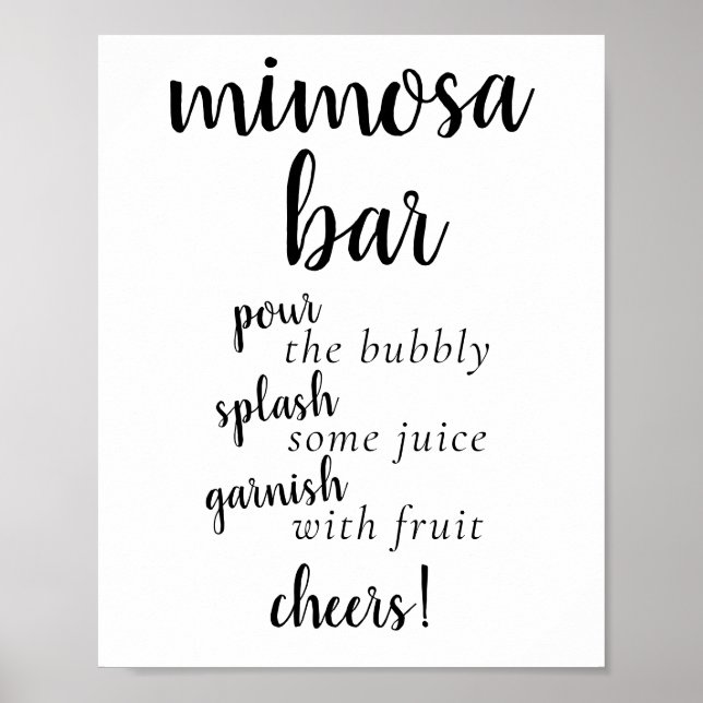 Simple Momosa Bar | Black Script Any Event Sign (Front)