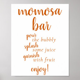 Simple Momosa Bar   Fall Orange Any Event Sign