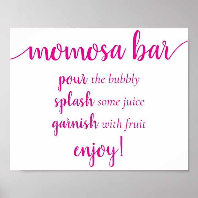 Simple Momosa Bar | Hot Pink Any Event Sign (Front)
