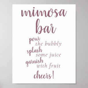 Simple Momosa Bar Mauve Pink Any Event Sign