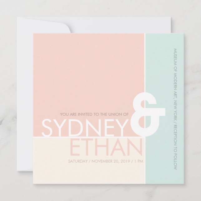 Simple Mondrian Minimalist Modern Wedding Invite (Front)