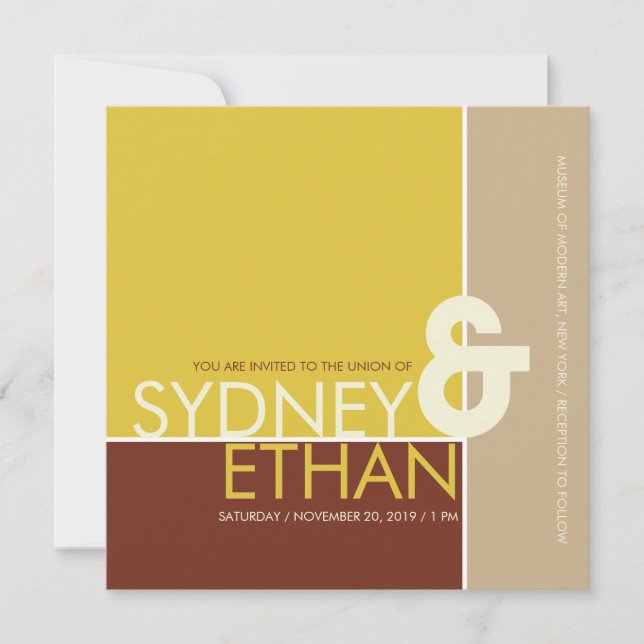 Simple Mondrian Minimalist Modern Wedding Invite (Front)