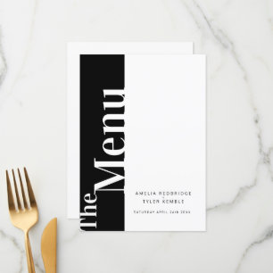 Simple mono text black with white wedding menus