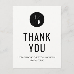 Simple monochrome circle thank you card - flat