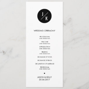 Simple monochrome circle wedding ceremony program programme