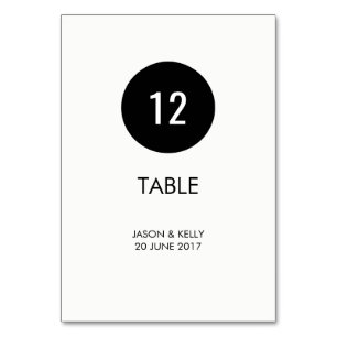 Simple monochrome circle wedding table number