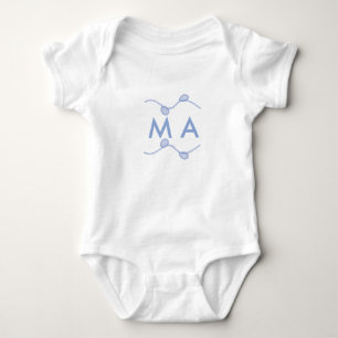 Simple monogram add your name letter blue leaf baby bodysuit