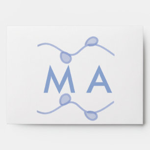 Simple monogram add your name letter blue leaf envelope