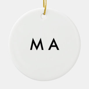 Simple monogram add your name letter man minimal ceramic tree decoration