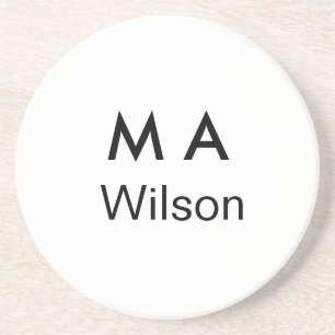 Simple monogram add your name letter man minimal coaster
