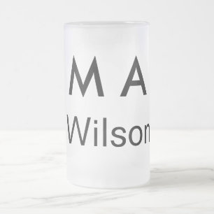 Simple monogram add your name letter man minimal frosted glass beer mug