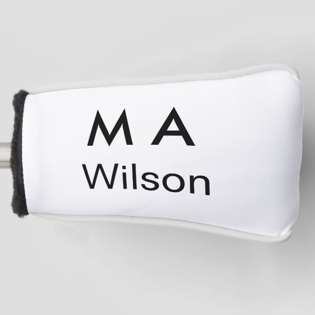 Simple monogram add your name letter man minimal   golf head cover (Front)
