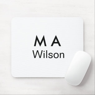 Simple monogram add your name letter man minimal mouse mat
