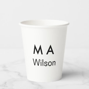 Simple monogram add your name letter man minimal paper cups