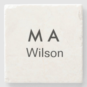 Simple monogram add your name letter man minimal stone coaster