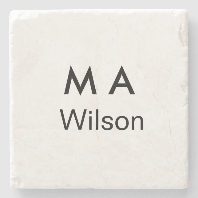 Simple monogram add your name letter man minimal   stone coaster (Front)