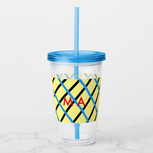 Simple monogram add your name letter man minimal t acrylic tumbler (Front)