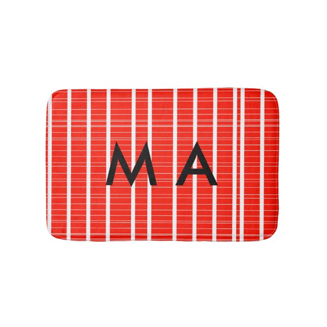 Simple monogram add your name letter man minimal t bath mat (Front)