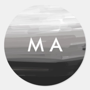 Simple monogram add your name letter man minimal t classic round sticker
