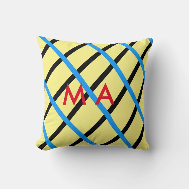 Simple monogram add your name letter man minimal t cushion (Front)