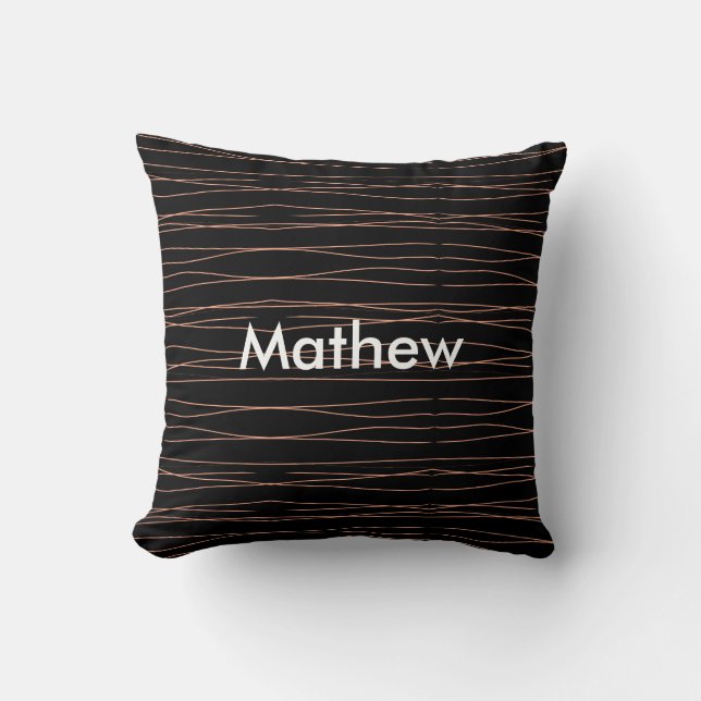 Simple monogram add your name letter man minimal t cushion (Front)