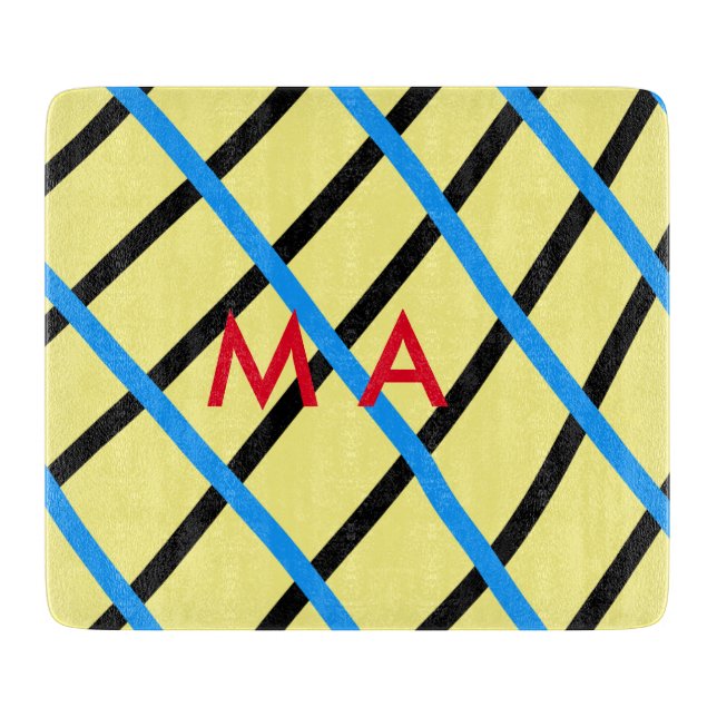 Simple monogram add your name letter man minimal t cutting board (Front)