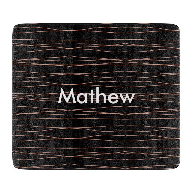 Simple monogram add your name letter man minimal t cutting board (Front)