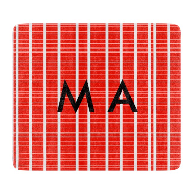 Simple monogram add your name letter man minimal t cutting board (Front)